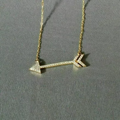 1Ct Lab Created Diamond Round Cut 14k Yellow Gold Plated Women Arrow Pendant • $97.99
