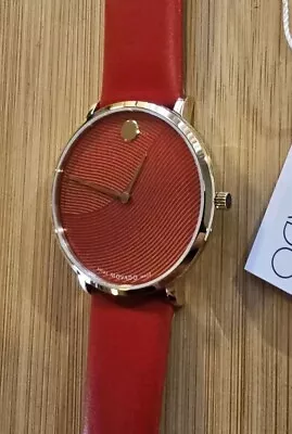 Movado Modern 47 Watch With 40mm Red Face & Red Leather Band.  • $375