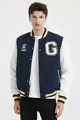 Men's Letterman Bomber Jacket Varsity Bomber Jacket Winter Padded Baseball Coat • $40