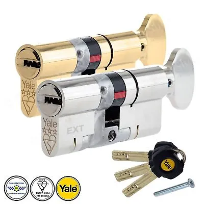Yale UPVC Door Lock Thumbturn Platinum Euro Cylinder TS007 3 * Star Anti Snap • £42.33