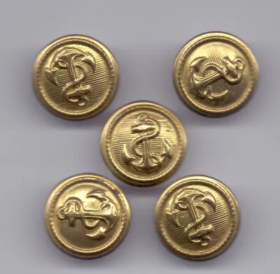 Five  Antique Buttons -navy Uniform With Anchors • £0.99