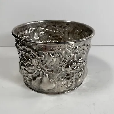 Silver Plate Planter Pot Pen Pencil Matchstick Cup Holder Grape Design 3” Tall • $23.22