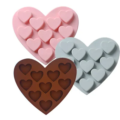 £2.39 • Buy Silicone 10 Heart Candy Chocolate Mould Valentine's Ice Cube Tray Cookies Mold