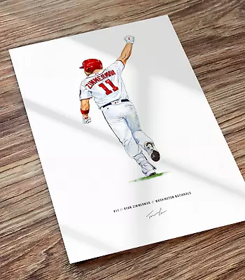 Ryan Zimmerman Home Run Washington Nationals Baseball Illustrated Print Poster • $19