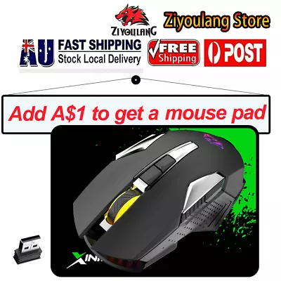 Wireless Gaming Mouse 2.4G Rechargable RGB Silent USB Receiver PC Mac PS4 XBOX • $10.09