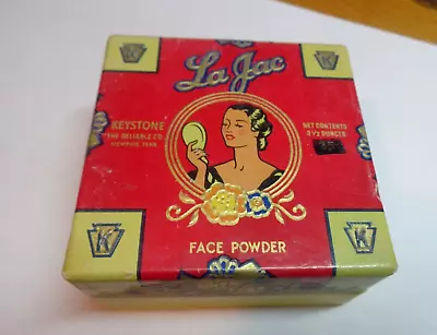 Vintage 40s/50s La Jac Keystone Face Powder Snow White Opened Full 3.5 Oz • $24.99