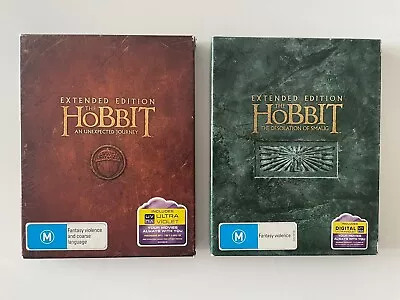 The Hobbit 1 & 2 Extended Edition Blu Ray With Slip Cases • $49.90