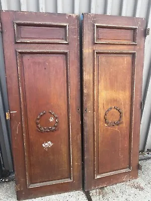 Pair Vintage Built In Cabinet Doors Raised Panel C1880 Quartersawn Oak 69 X 25.5 • $489