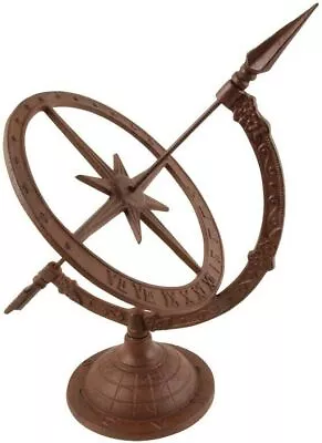 Cast Iron Garden Sundial Armillary Compass Clock Roman Numerals Ornament Time • £28.99