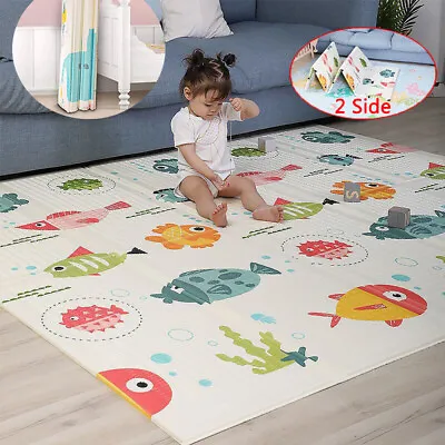 2 Sides Foldable Baby Mat Kid Crawling Play Pad Soft Foam Cartoon Carpet Gift UK • £12.90