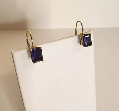 Vintage 14k Yellow Gold Tanzanite Leverback Earrings • $280