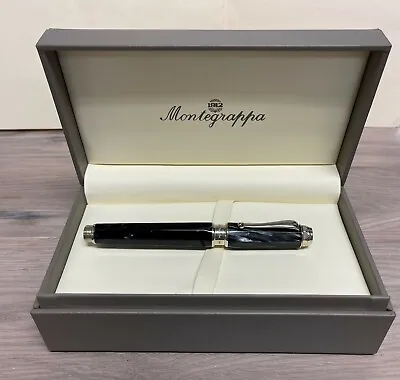 Montegrappa Emblema Rollerball PEN IN STERLING SILVER AND CHARCOAL CELLULOID • $599