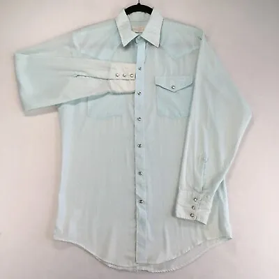 $19.99 • Buy JASON Mens Shirt Size Medium Snap Pearl Polka Dot Blue Long Sleeve Made In U.S.A
