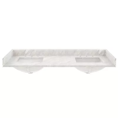 61  White Italian Carrara Natural Marble Single Sink Bathroom Vanity Top • $405.89