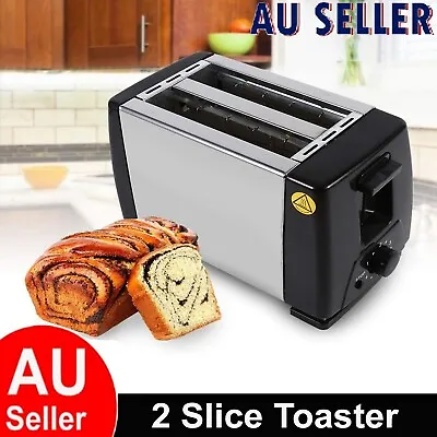 $29.99 • Buy 2 Slice Toaster Automatic Crumb Tray Electric Toaster Bread Extra Wide Slot 700W