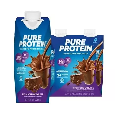 Pure Protein Shake Rich Chocolate 30g Protein Gluten Free 11 Fl Oz 4 Ct • $8.97