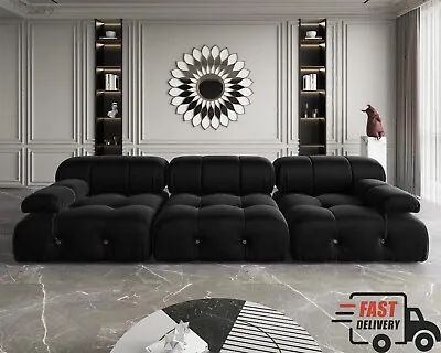  104  Modular Sectional Sofa Convertible Minimalist Couches Mid-Century Velvet • $1420.53