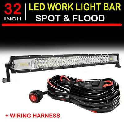 32INCH LED Light Bar 3500W Driving Offroad Flood Spot Combo Work Light + Wiring • $39.29
