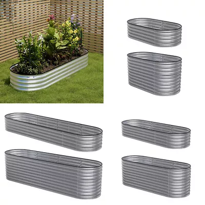 Garden Metal Raised Vegetable Planter Outdoor Flower Trough Herb Grow Bed Box • £35.95