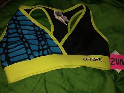 Zumba Sports Bra Stretch For Top Fitness Gym Snake Print Blue Size 6-8 XS • £7.99