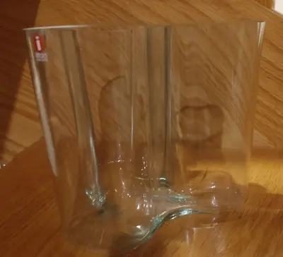 ALVAR AALTO Clear Glass IITTALA Finland VASE Or BOWL 5  X 5  Perfect Unused Cond • $126.50