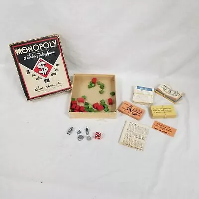 Vintage 1930s Monopoly Parker Bros Game Wooden & Metal Pieces - For Parts • $7.50