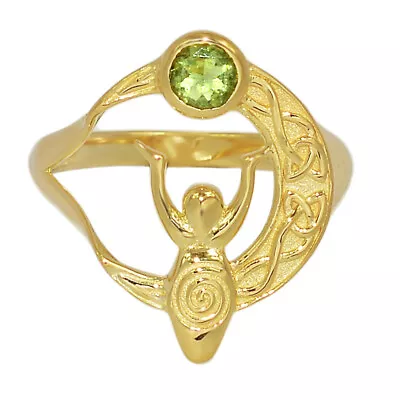 Celtic Goddess Moon - Natural Faceted Moldavite 925 Silver Ring S.6 CR33510 • $18.99