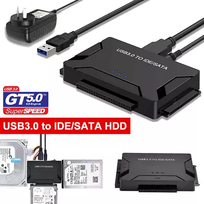 USB 3.0 To IDE & SATA Converter External Hard Drive Adapter Kit 2.5 /3.5 +Cable • $29.45