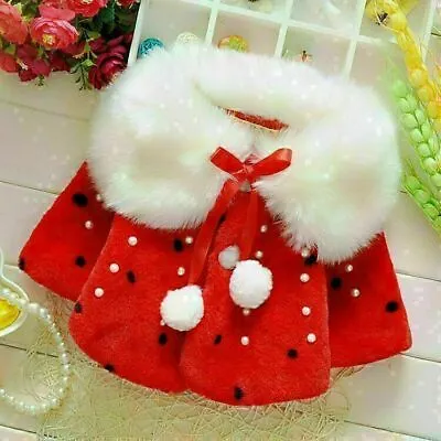 Baby Girl Winter Warm Cape Toddler Coat Cloak Jacket Fur Outerwear Clothes • £16.09