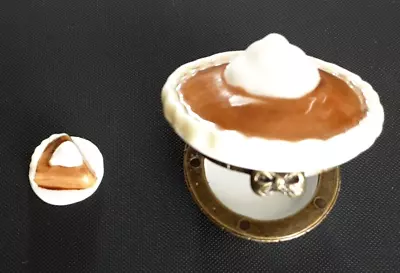 Vintage Porcelain Hinged Trinket Box Pumpkin Pie With Pie Slice PHB • $60