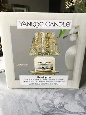 £29.95 • Buy Yankee Candle Small Glass Jar Shade & Tray Set Gold  Kensington  Brand New Boxed