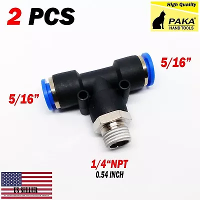 2pcs Pneumatic Male Run Tee Fitting Tube OD 5/16  X NPT 1/4  Push In Air Fitting • $9.99