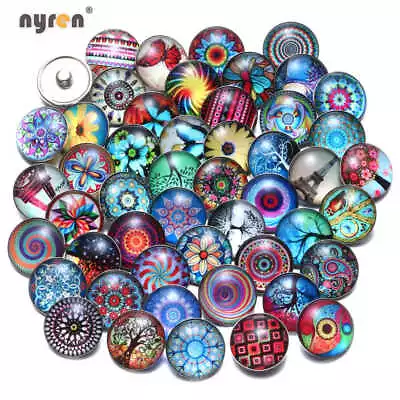 20pcs Glass Snap Charms Mixed Styles 18mm Ginger Snap Button For Snap Jewelry • $5.31