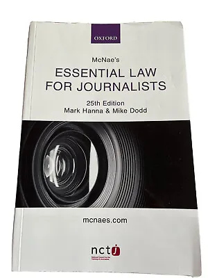 £13 • Buy McNae's Essential Law For Journalists By Mark Hanna 9780198839835 | Brand New