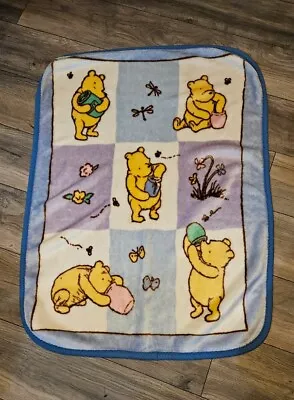 Disney Classic Winnie The Pooh Baby Blanket Plush Pastel Vintage 41x28 • $45