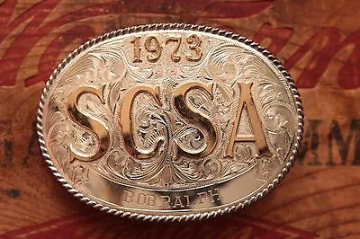 Vtg Sunset Trail McCabe Sterling Silver 10k Gold Western Trophy Belt Buckle SCSA • $598