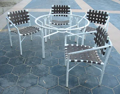 Vintage Brown Jordan Patio Dining Set Faux Rattan Orient Can Refinish See Pics • $1500