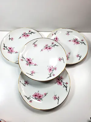 Vintage Diamond China CHERRY BLOSSOM Made In Japan Salad Plate 7.5  Set Of 4 • $31.49