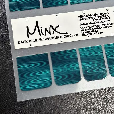 Minx Professional Nail Wraps - Dark Blue With Seagreen Circles • £15