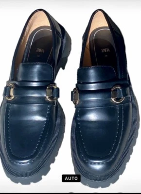 $42 • Buy ZARA CHUNKY LUG SOLE LOAFER Black SHOE SZ 38 Equivalent To GREAT CONDITION