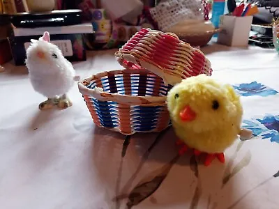 $8 • Buy Wine Up Bunny&Chick Handmade Colored Plastic Baskets Lot Of 4 Easter Decor 
