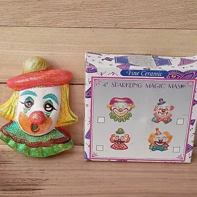 Vtg NIB NOS Fine Ceramic 4  Sparkling Magic Mask Clown Face • $19.95