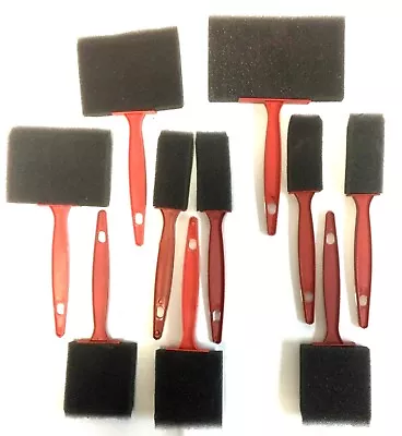 $4.99 • Buy 10 Pcs Set Foam Sponge Plastic Handle Paint Brush Set Paint Acrylics