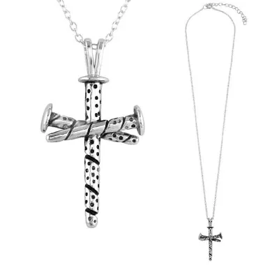 Sterling Silver Necklace W/ Nail Cross Crucifixion Of Jesus Pendant • $23.99