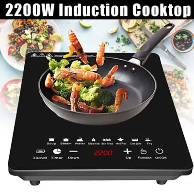 Portable 2200W Electric Induction Hob Single Cooker Hot Plate Hobs Cooking Stove • £28.98