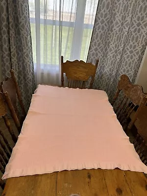 UN-Branded Vtg 34x46 Lt Pink Baby Blanket Thermal Waffle Weave 2'' Satin Trim • $24
