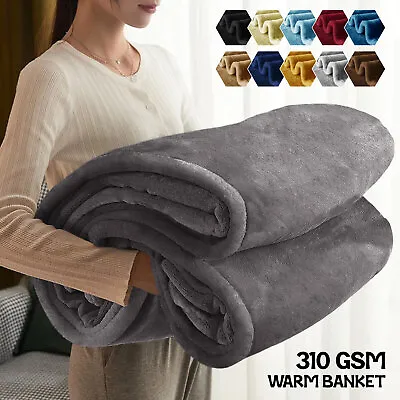 £19.52 • Buy Large Faux Fur Warm Fleece Throw Over Soft Sofa Bed Mink Blanket Double & King