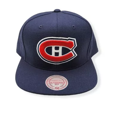 Mitchell & Ness Montreal Canadiens Vintage Solid Wool Blue Adjustable Snapback • $44.99