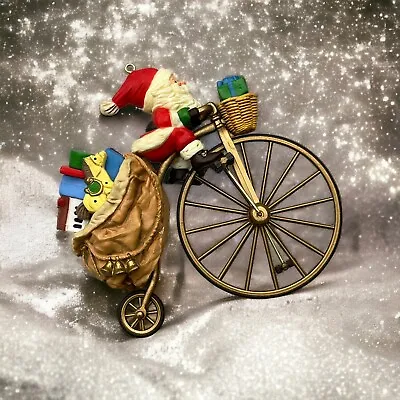  Hallmark Santa Riding A Big Wheel Bicycle Vintage 1982 Christmas Ornament • $15