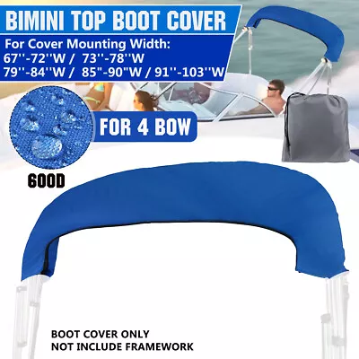 For 4 BOW Bimini Top Boot Cover Storage Bag Sock Boat Shade 600D Blue No Frame • $31.01